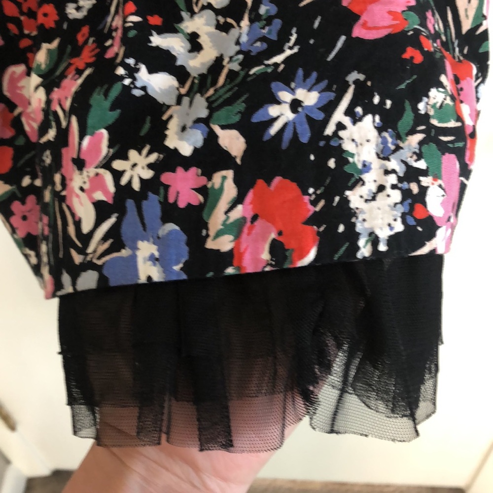 Free People dress, multi color floral print on black background, size 10 - Picture 6 of 15